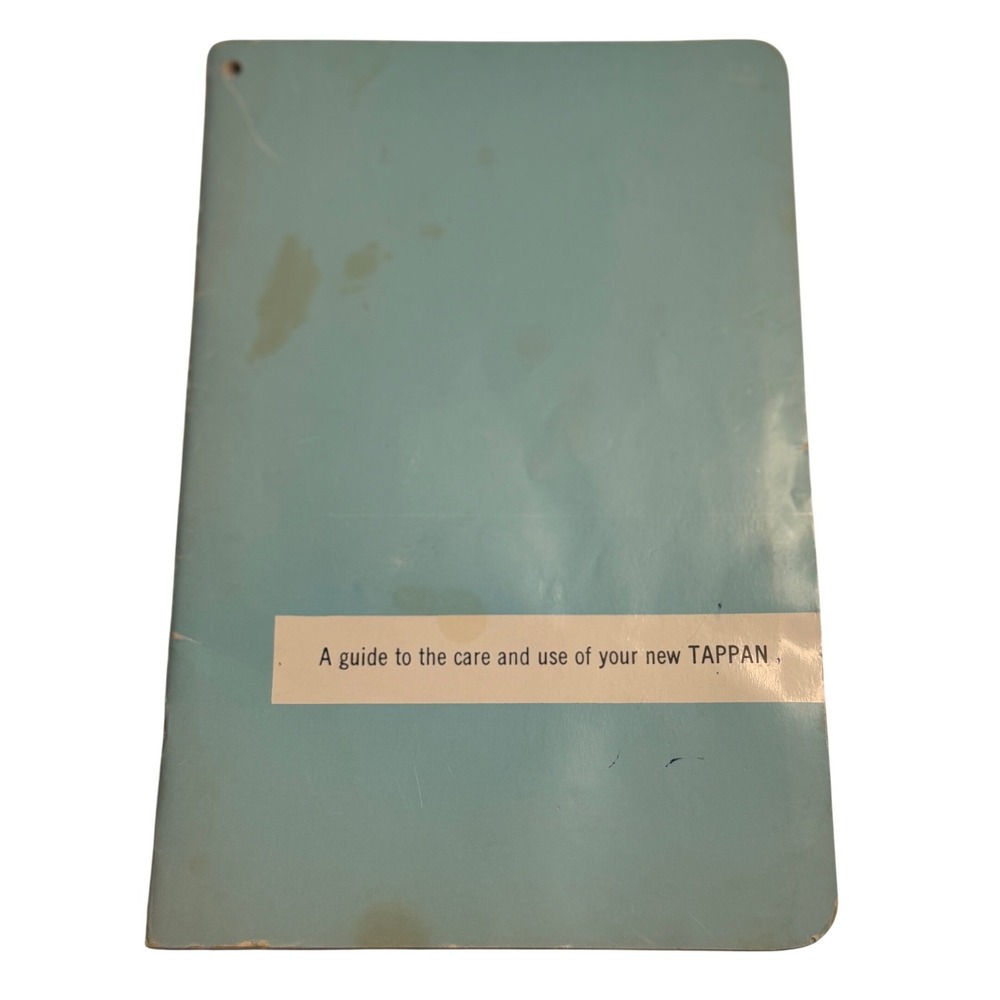 VTG Tappan Stove Range Owner Manual Blue Care‎ Use Guide Recipes Mid Century